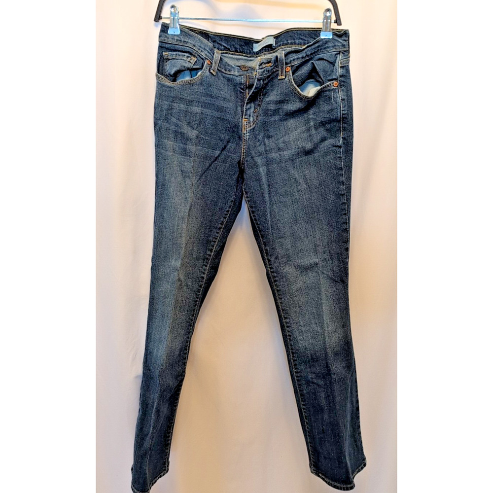 Levis 8M Jeans boot cut 515 denim blue ladies distressed bedazzled back pockets
